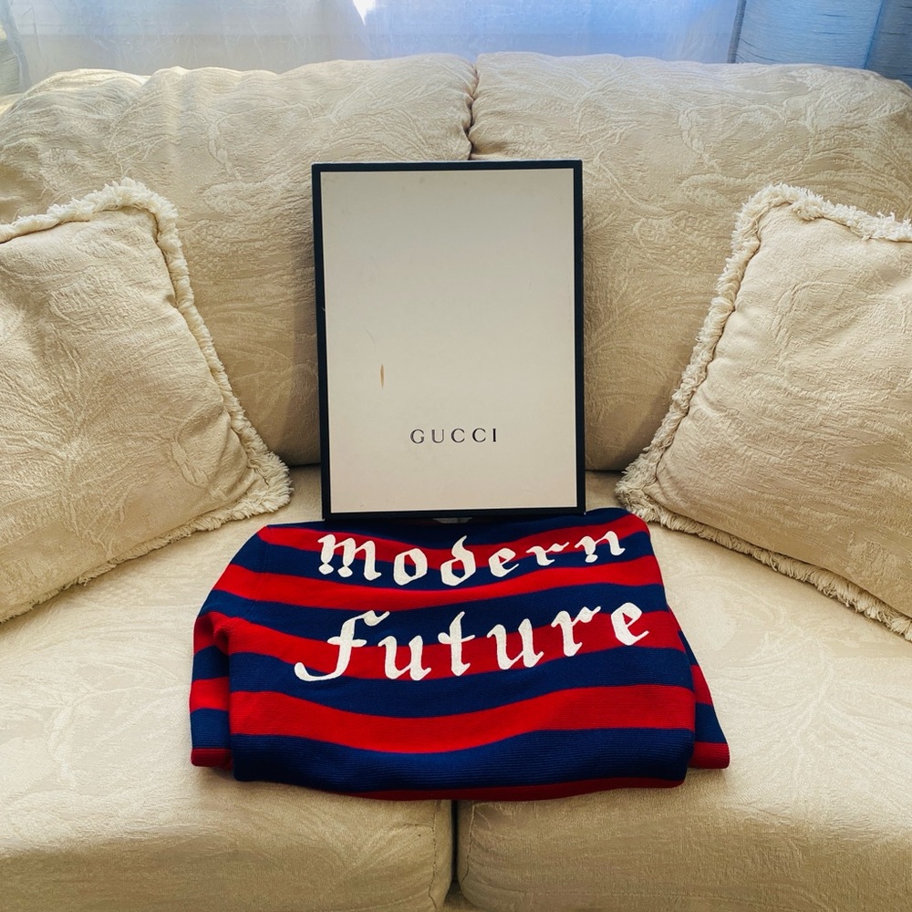 Gucci Bold Red and Blue Stripes W/Ptch Live Red/Inchiostro Pull Over